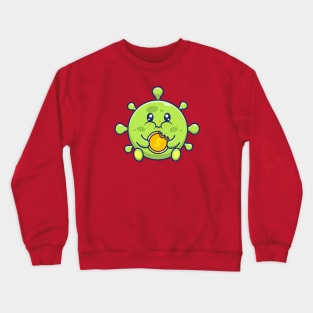 Cute virus with money cartoon 2 Crewneck Sweatshirt